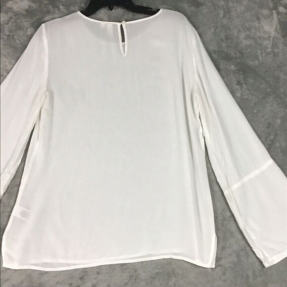 Treasure & Bond Women Size Small Top Pullover Sheer Ivory Bell Sleeves Slit Side - Picture 2 of 16